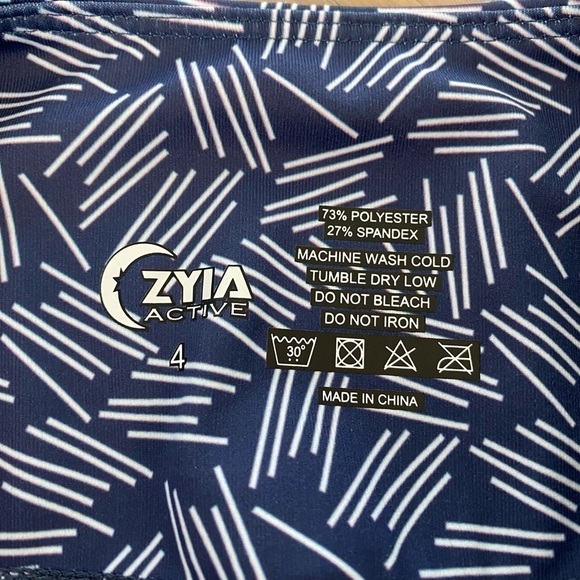 Zyia Active Womens Navy and White Geometric Athletic Cropped Leggings Size 4 - Picture 5 of 5